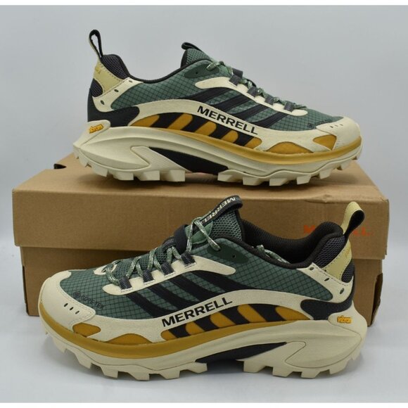 Merrell Women 10 MOAB Speed 2 GTX Gore-Tex Green Waterproof Trail Running Shoes - Picture 4 of 13